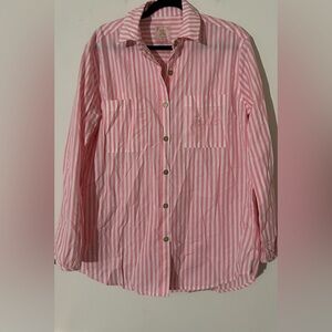 Show Me Your MuMu x Barbie Collab Pink Striped Button Down Shirt